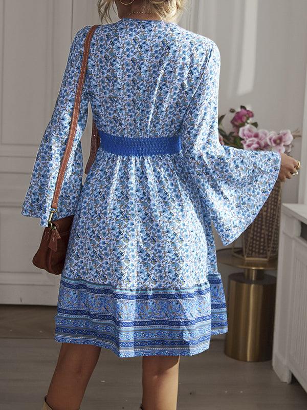 Lange Jurk met V-hals en Bohemian Print - Maxi Dresses - Jurkjes.co