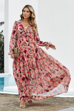 Lotus Gelaagde Maxi Jurk met Ruches - Floral Dresses - Jurkjes.co