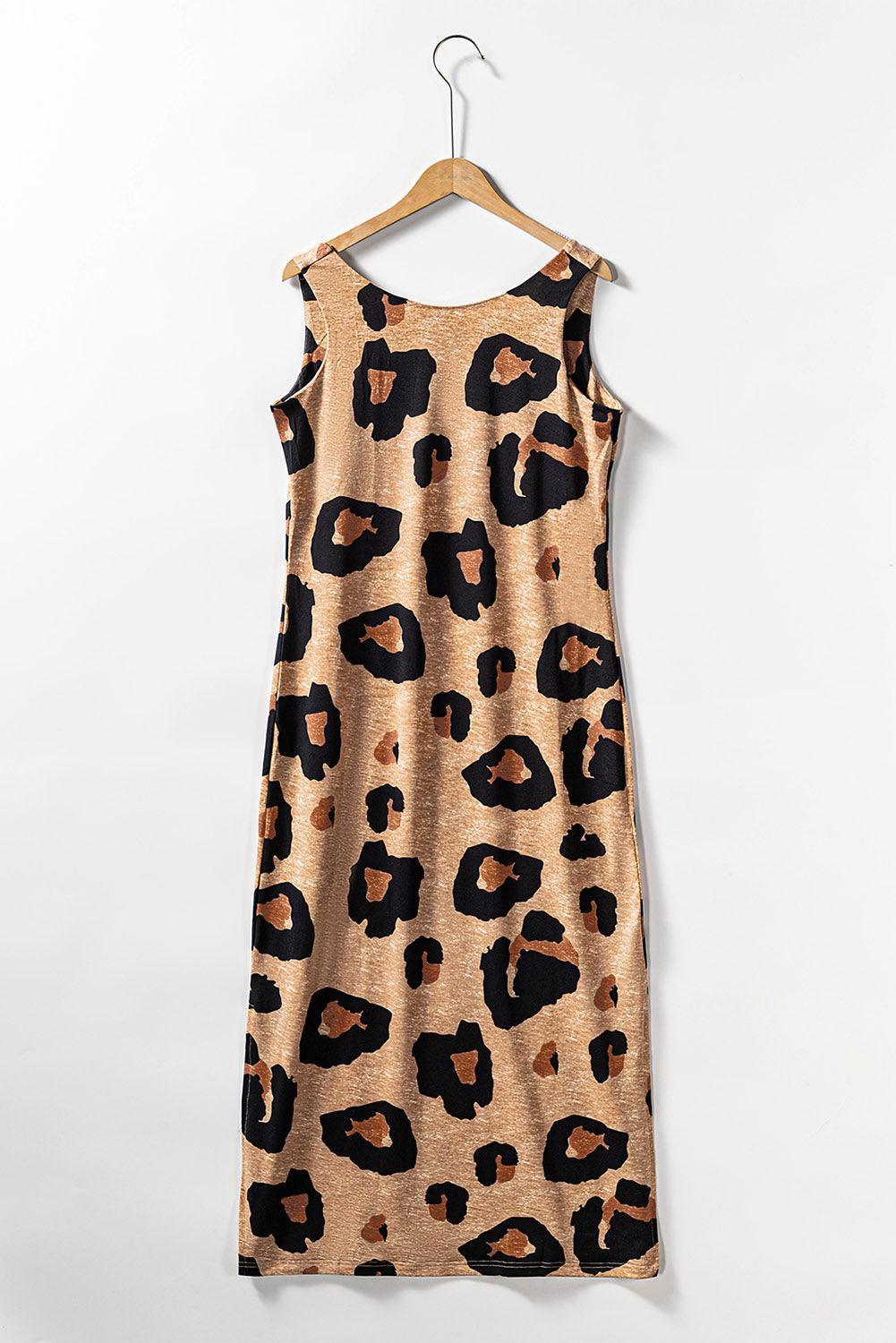 Luipaardprint Maxi-Jurk met Open Rug - Maxi Dresses - Jurkjes.co