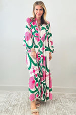 Maxi Jurk met Bloemenprint en Knoopsluiting - Maxi Dresses - Jurkjes.co