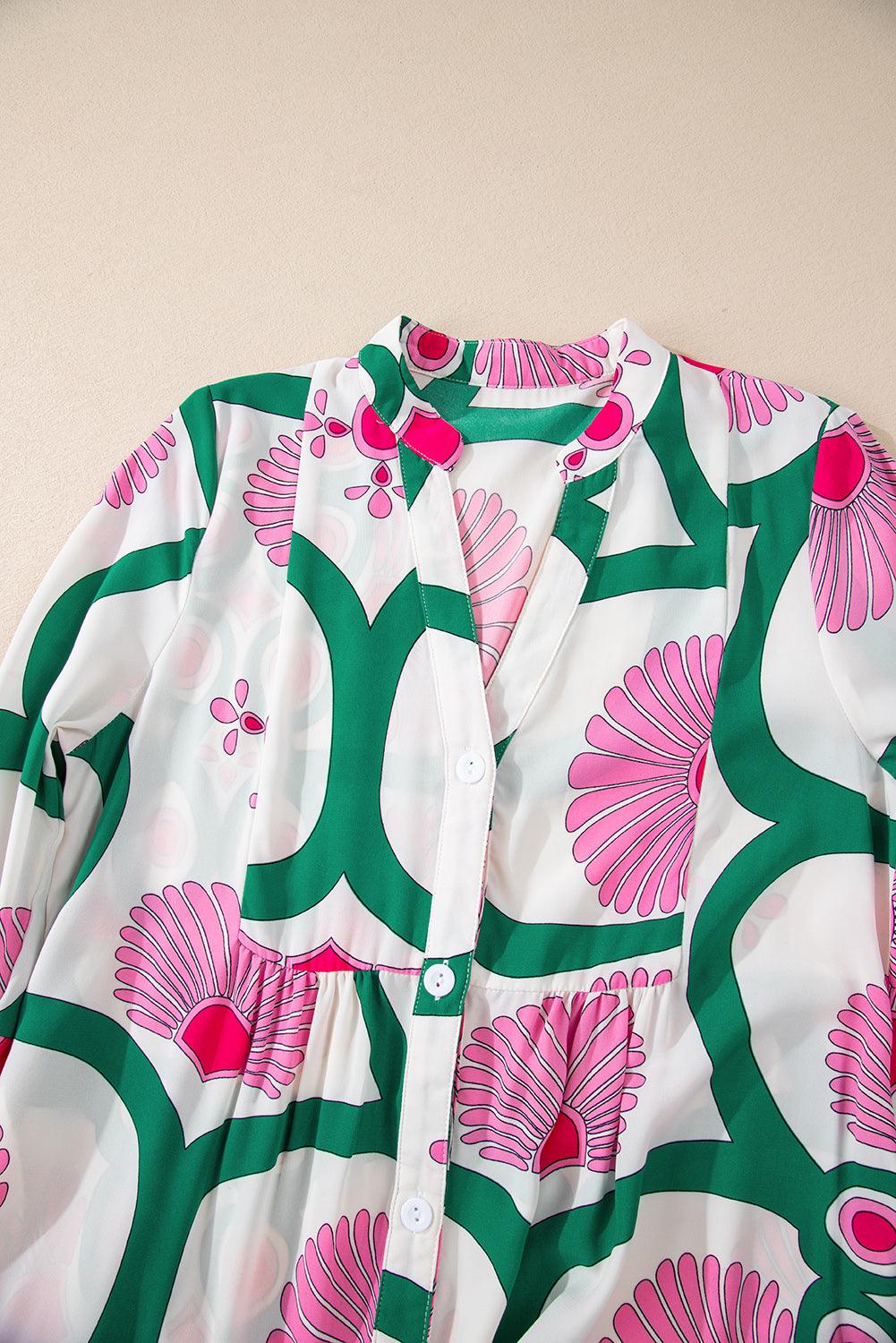 Maxi Jurk met Bloemenprint en Knoopsluiting - Maxi Dresses - Jurkjes.co