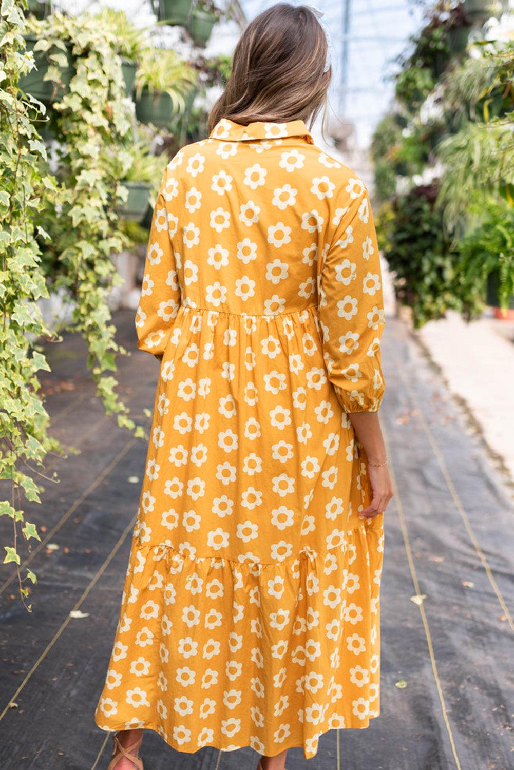 Maxi Jurk met Bloemenprint en Kraag - Maxi Dresses - Jurkjes.co