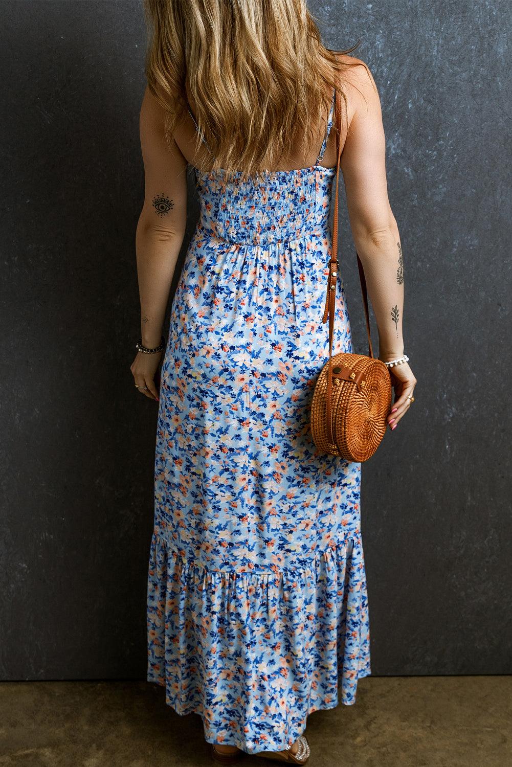 Maxi Jurk met Bloemenprint en Ruches - Maxi Dresses - Jurkjes.co