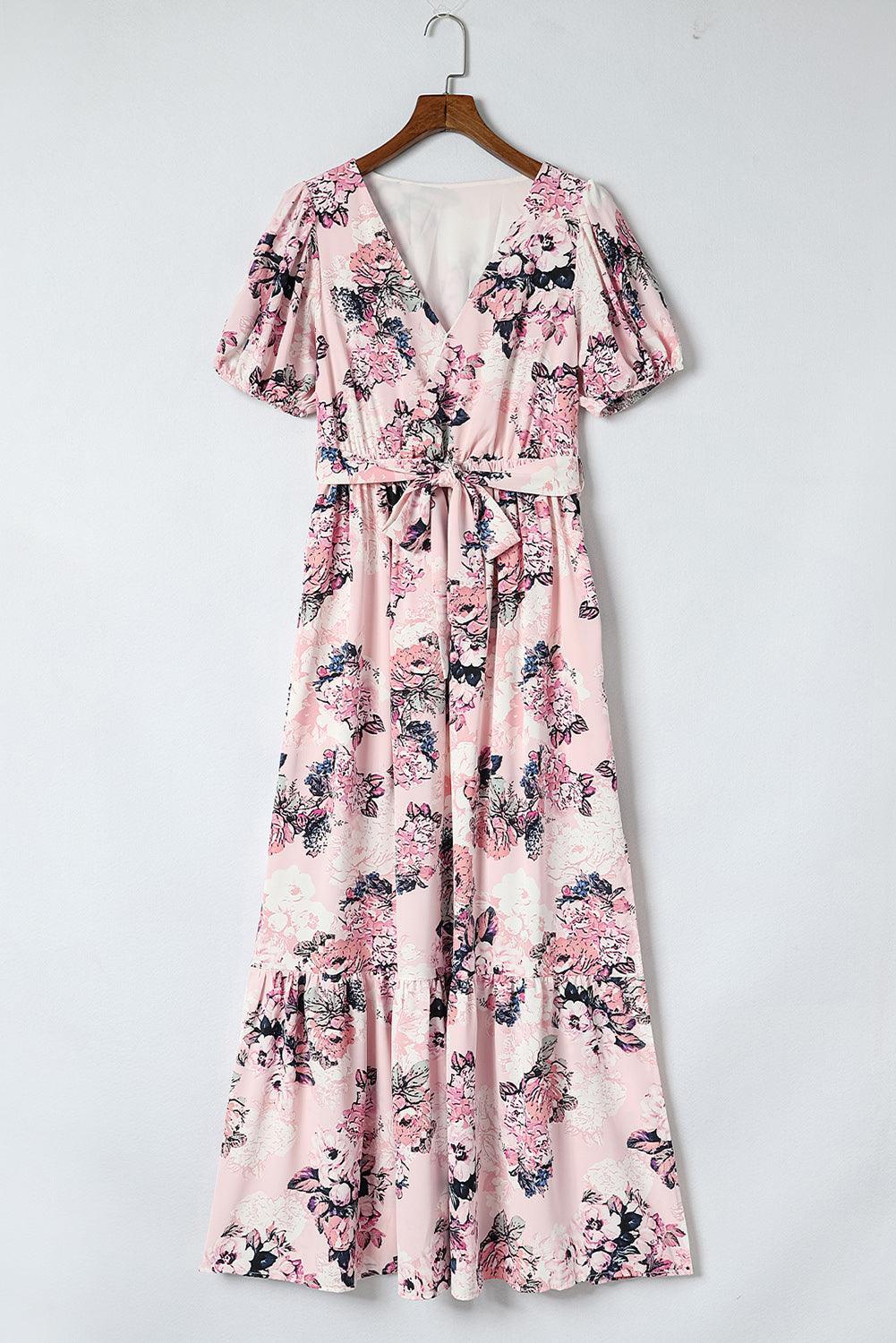 Maxi Jurk met Hoge Taille en Pofmouwen - Floral Dresses - Jurkjes.co