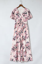 Maxi Jurk met Hoge Taille en Pofmouwen - Floral Dresses - Jurkjes.co