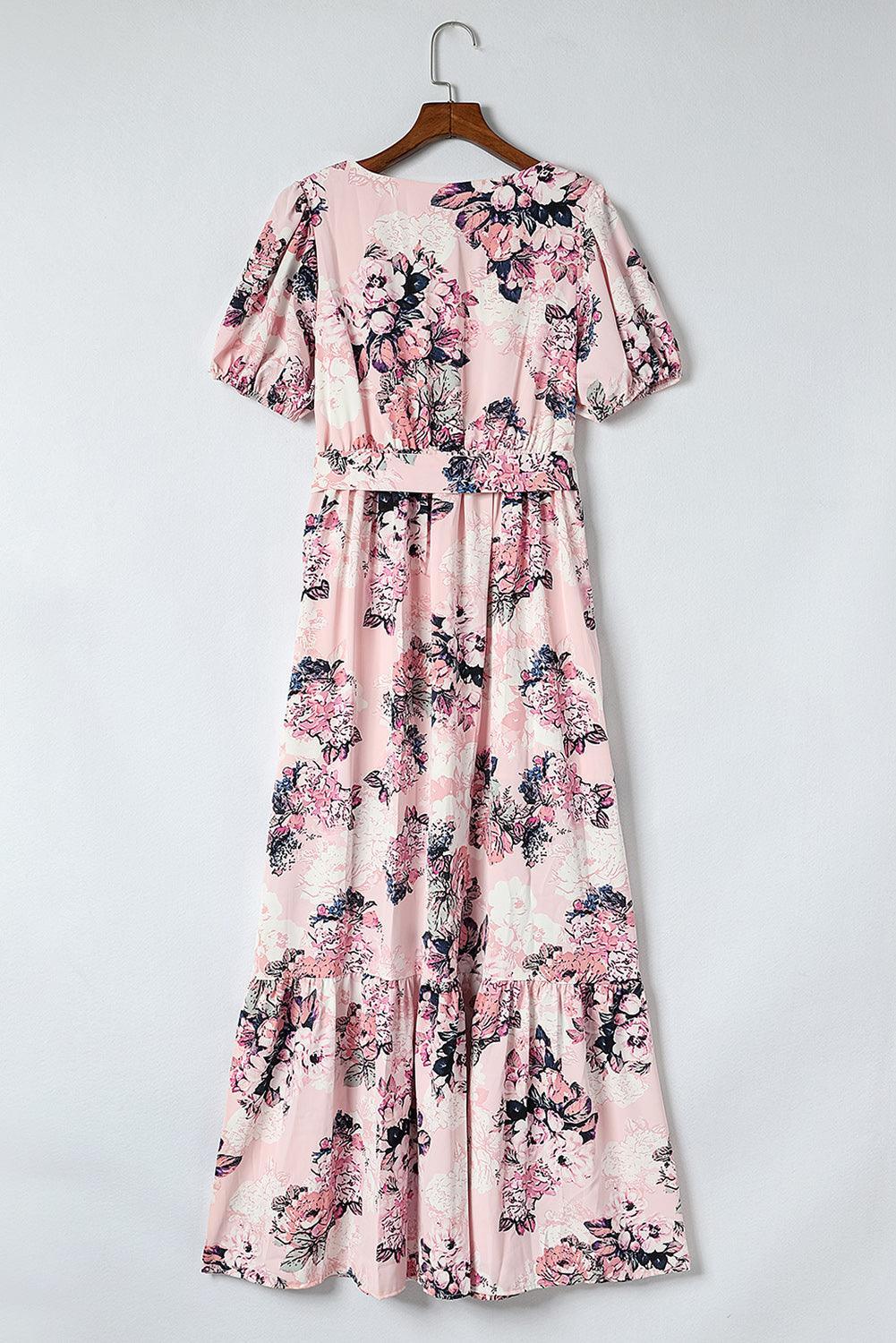 Maxi Jurk met Hoge Taille en Pofmouwen - Floral Dresses - Jurkjes.co