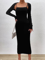 Maxi Jurk met Lange Mouwen en Effen Kleur - Maxi Dresses - Jurkjes.co