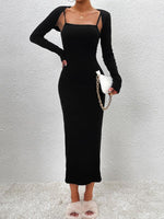 Maxi Jurk met Lange Mouwen en Effen Kleur - Maxi Dresses - Jurkjes.co