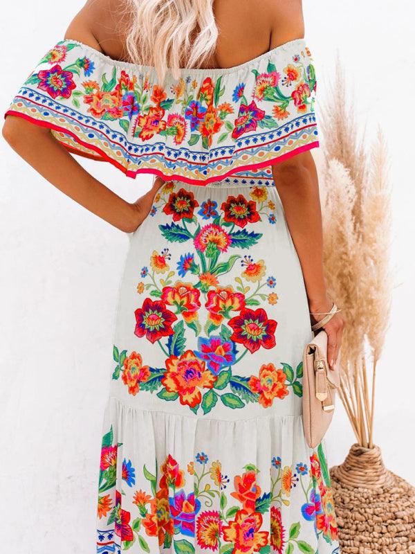 Maxi Jurk met One-Shoulder en Bloemenprint - Maxi Dresses - Jurkjes.co