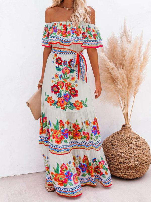 Maxi Jurk met One-Shoulder en Bloemenprint - Maxi Dresses - Jurkjes.co