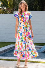 Maxi Jurk met Ricrac Trim en Bloemenprint - Maxi Dresses - Jurkjes.co