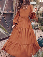 Maxi Jurk met V-hals en Lange Mouwen - Maxi Dresses - Jurkjes.co