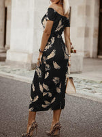 Midi Jurk met One-Shoulder en Tropische Print - Midi Dresses - Jurkjes.co