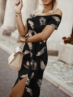 Midi Jurk met One-Shoulder en Tropische Print - Midi Dresses - Jurkjes.co