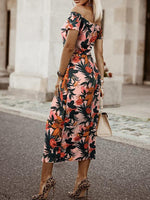 Midi Jurk met One-Shoulder en Tropische Print - Midi Dresses - Jurkjes.co