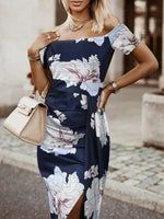 Midi Jurk met One-Shoulder en Tropische Print - Midi Dresses - Jurkjes.co