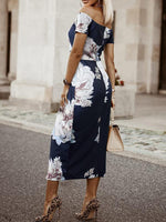 Midi Jurk met One-Shoulder en Tropische Print - Midi Dresses - Jurkjes.co