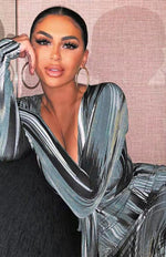 Midi Jurk met V-hals en Abstracte Print - Midi Dresses - Jurkjes.co