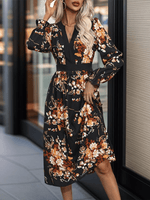 Midi Jurk met V-hals en Bloemenprint - Maxi Dresses - Jurkjes.co