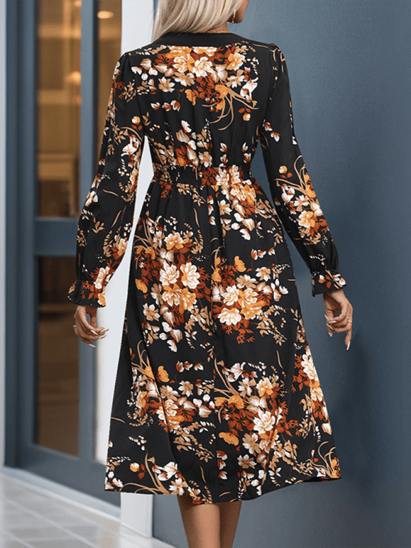 Midi Jurk met V-hals en Bloemenprint - Maxi Dresses - Jurkjes.co