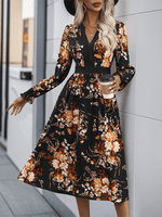 Midi Jurk met V-hals en Bloemenprint - Maxi Dresses - Jurkjes.co