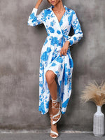 Midi Jurk met V-hals en Bloemenprint - Midi Dresses - Jurkjes.co