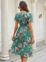 Midi Jurk met V-hals en Bloemenprint - Midi Dresses - Jurkjes.co