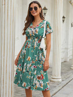 Midi Jurk met V-hals en Bloemenprint - Midi Dresses - Jurkjes.co