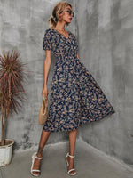 Midi Jurk met V-hals en Bloemenprint - Midi Dresses - Jurkjes.co
