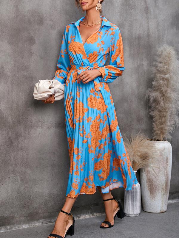 Midi Jurk met V-hals en Bloemenprint - Midi Dresses - Jurkjes.co