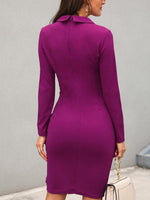 Midi Jurk met V-hals en Gepolijste Kraag - Mini Dresses - Jurkjes.co