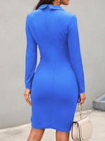 Midi Jurk met V-hals en Gepolijste Kraag - Mini Dresses - Jurkjes.co