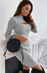 Midi Jurk met V-hals en Ribbelstructuur - Mini Dresses - Jurkjes.co