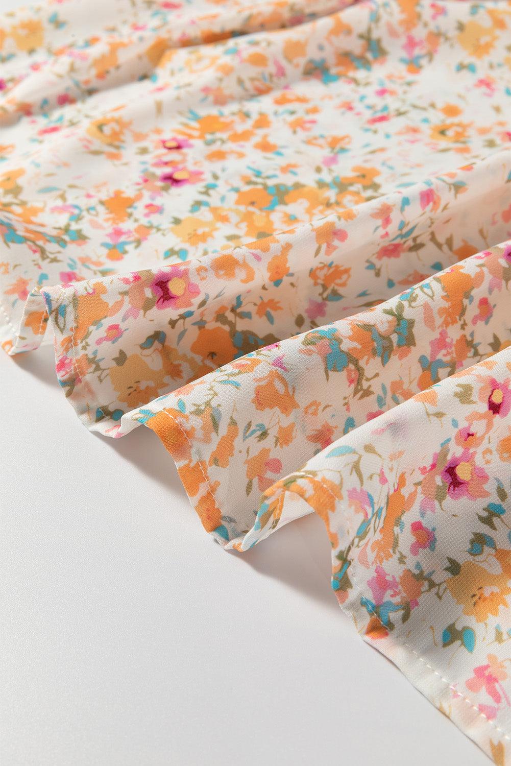 Mini Jurk met Bloemenprint en Ruches - Floral Dresses - Jurkjes.co