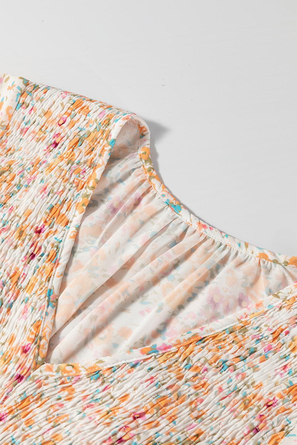 Mini Jurk met Bloemenprint en Ruches - Floral Dresses - Jurkjes.co