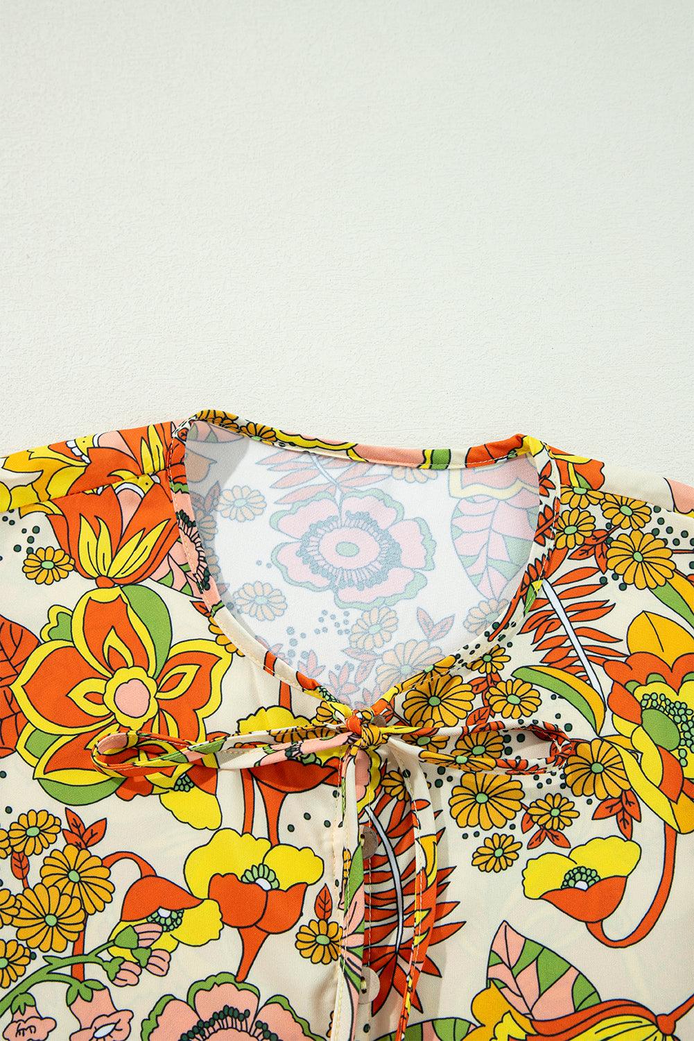 Mini Jurk met Bloemenprint en V-hals - Floral Dresses - Jurkjes.co