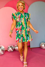 Mini Jurk met Franje en Abstracte Print - Mini Dresses - Jurkjes.co