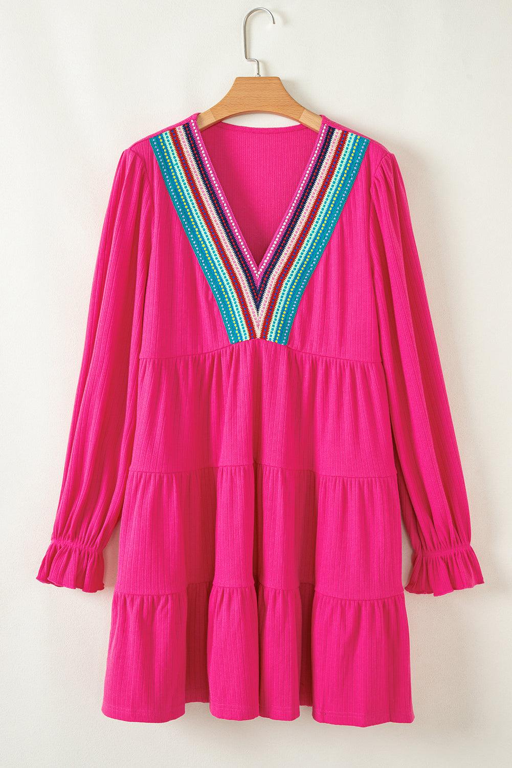 Mini Jurk met Gebreide V-hals - Mini Dresses - Jurkjes.co