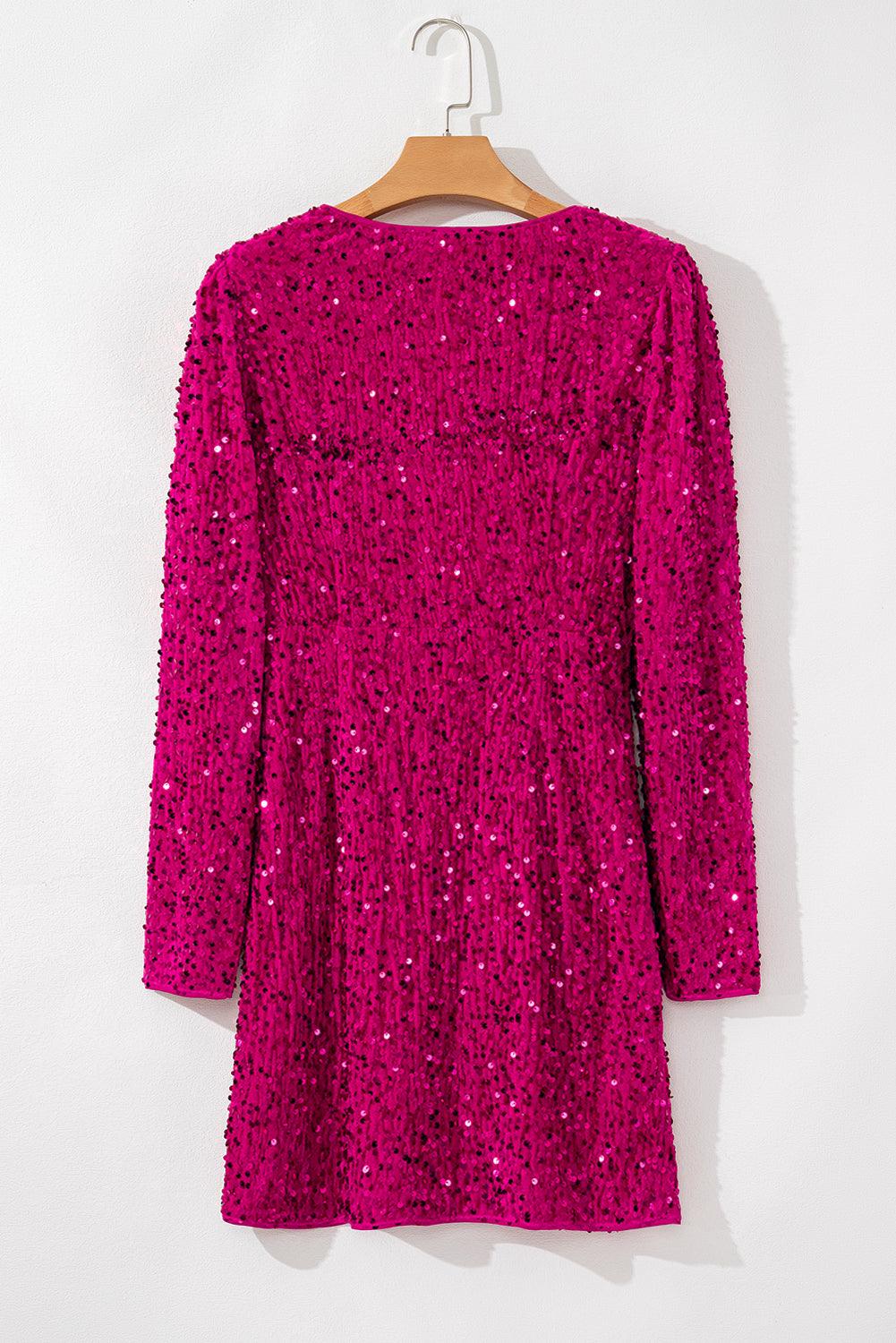 Mini Jurk met Pailletten en V-hals - Sequin Dresses - Jurkjes.co