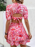 Mini Jurk met V-hals en Abstracte Print - Maxi Dresses - Jurkjes.co