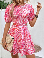 Mini Jurk met V-hals en Abstracte Print - Maxi Dresses - Jurkjes.co