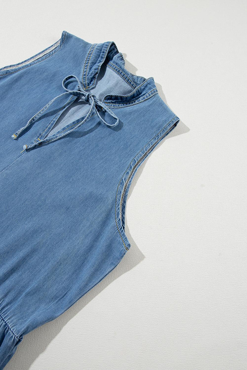 Mouwloze Chambray Maxi Jurk met Lagen - Maxi Dresses - Jurkjes.co