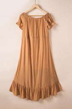 Off-Shoulder Abrikozen Maxi Jurk - Maxi Dresses - Jurkjes.co