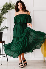 Off-Shoulder Maxi Jurk met Zwitserse Stippen - Maxi Dresses - Jurkjes.co