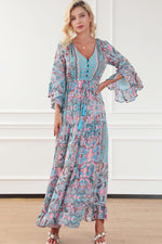 Paisley Maxi Jurk met Ruches Trim - Maxi Dresses - Jurkjes.co