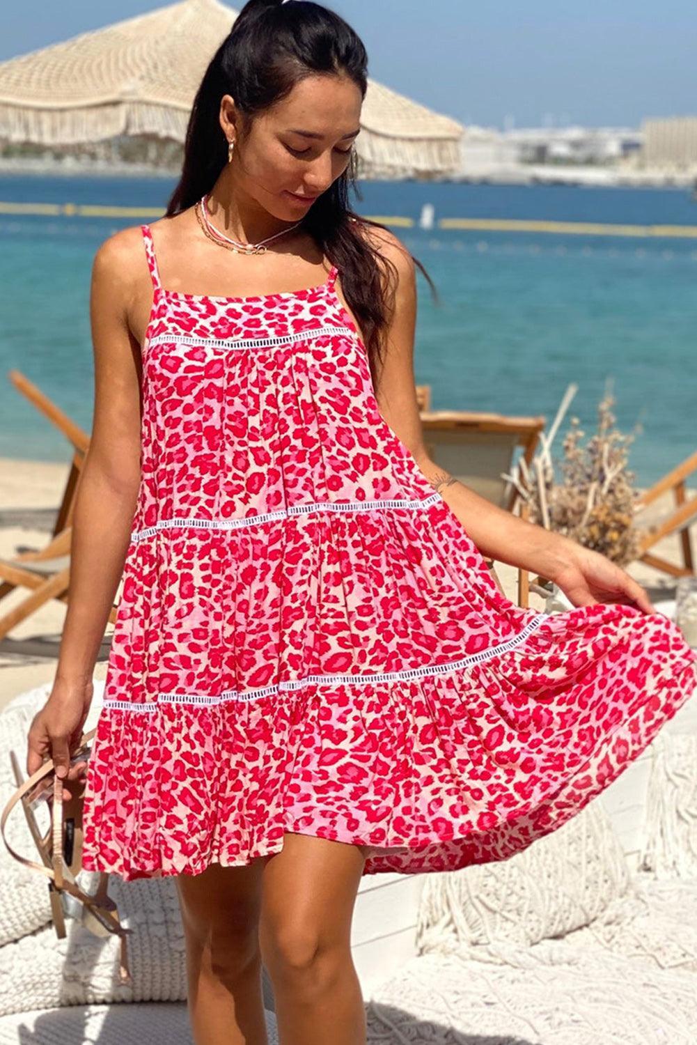 Panter Sundress met Kantafwerking - Mini Dresses - Jurkjes.co