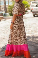 Panterprint Maxi Jurk met Bubble Mouwen - Maxi Dresses - Jurkjes.co
