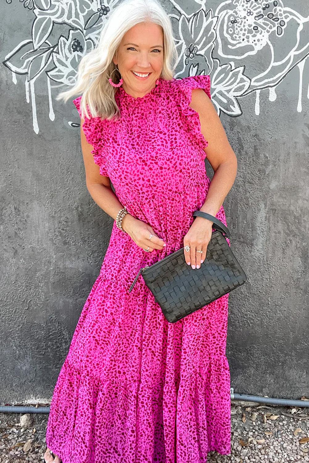 Panterprint Maxi Jurk met Ruches - Maxi Dresses - Jurkjes.co