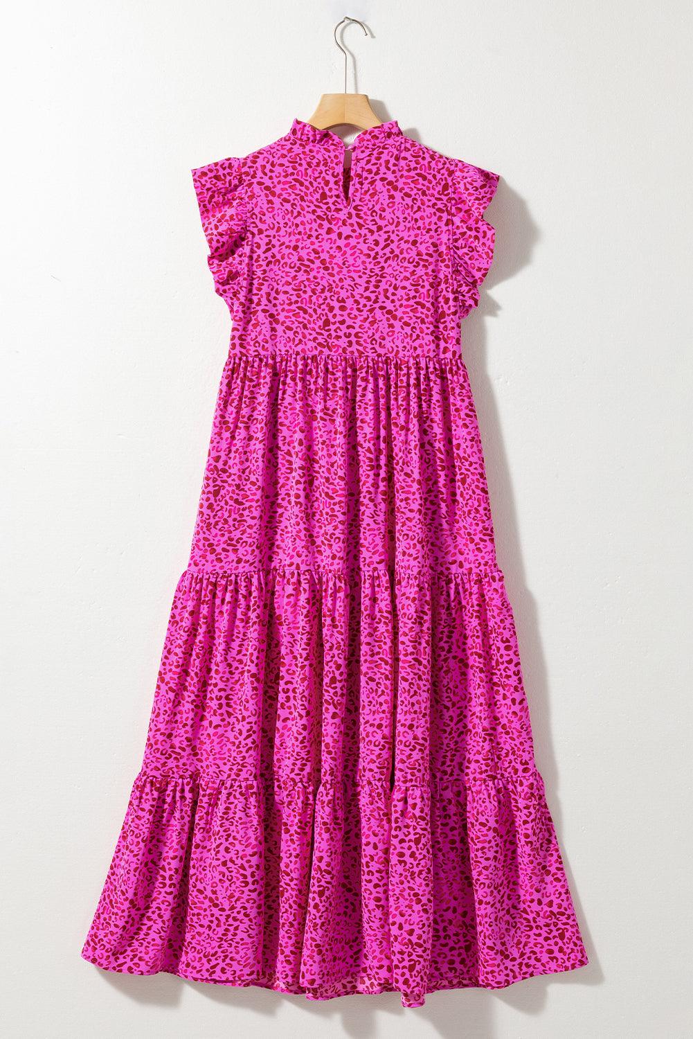 Panterprint Maxi Jurk met Ruches - Maxi Dresses - Jurkjes.co