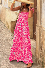 Panther Ruffle Bandjes Smocked Hoge Taille Lange Jurk - Maxi Dresses - Jurkjes.co